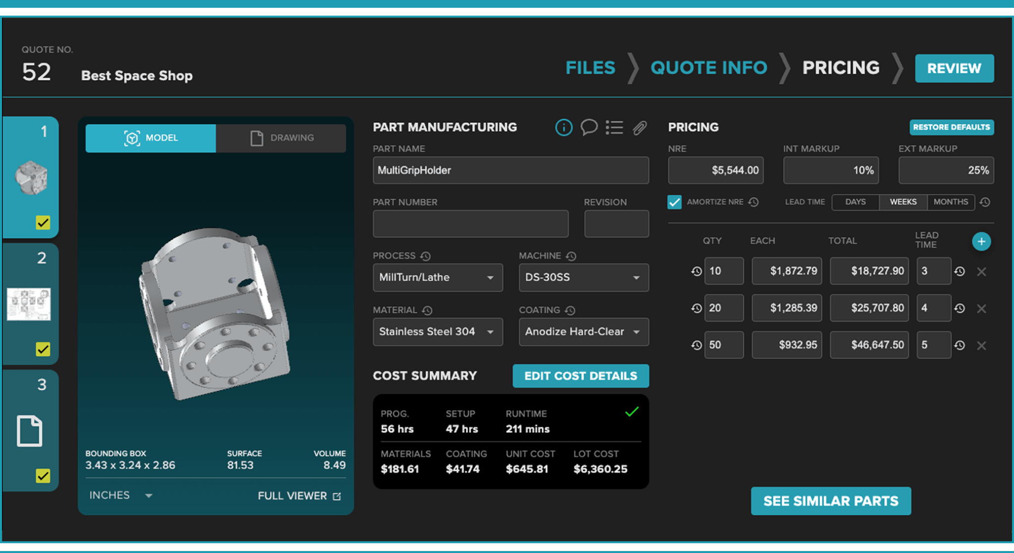 AI Estimating & Quoting Software for CNC Shops | Platform