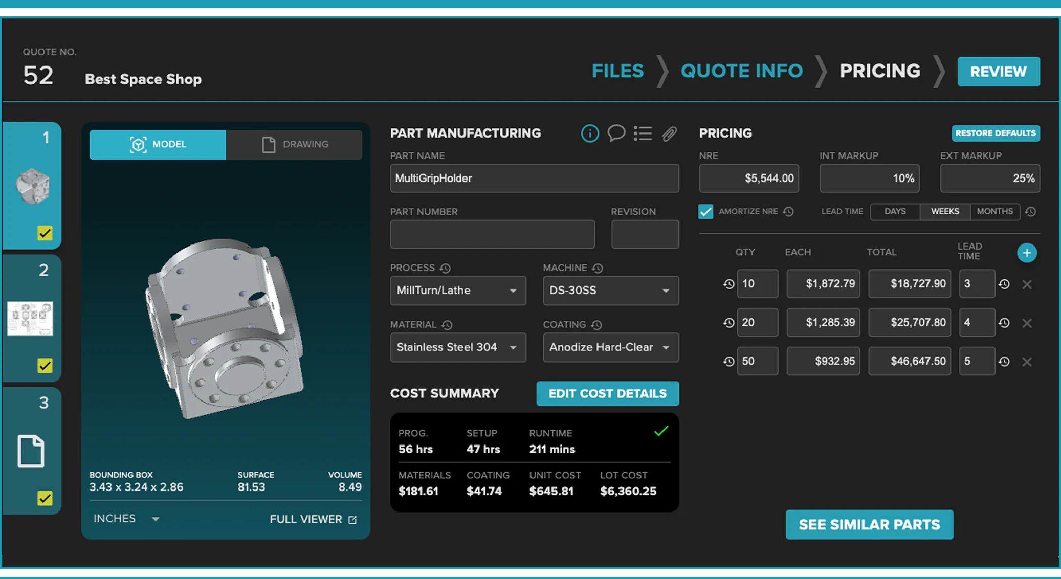AI Estimating for machine shops